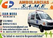 Ambulancias same, cobertura de eventos deportivos extremos, traslados interhospitalarios, emergencia
